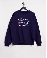 Daisy street relaxed sweatshirt with half zip and flag embroidery Clearance