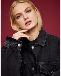 TOPSHOP Xl Dad Denim Jacket in Black 