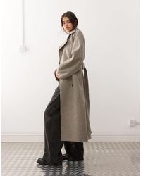 Weekday - Kia Wool Blend Oversized Coat With Tie Waist Detail - Lyst