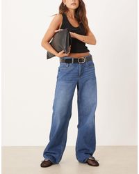 Vila - Palma Mid Waist Wide Leg Jeans - Lyst