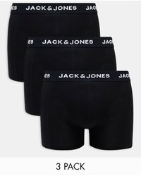 Jack & Jones - Pack De 3 Calzoncillos Negros Con Cinturilla Del Logo De - Lyst