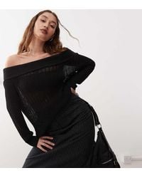 Weekday - Jersey Con Escote Bardot De Punto Ligero Lori Exclusivo En Asos De - Lyst