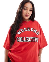 ASOS - Asos Design Weekend Collective Curve Oversized T-shirt With Varsity Logo - Lyst