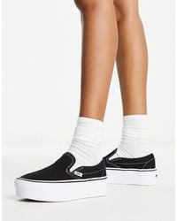 Vans - Sneakers Senza Lacci Nere E Bianche Con Suola Rialzata - Lyst