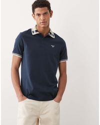 Barbour - Callington Short Sleeve Tailored Fit Polo Shirt With Tartan Collar - Lyst