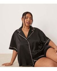 ASOS - Oversized Satin Short Sleeve Shirt & Short Pyjama Set - Lyst