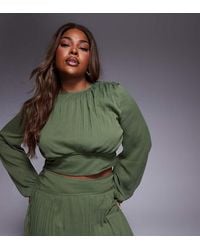 ASOS - Asos Design Curve Pleated Waist Detail Long Sleeve Top - Lyst