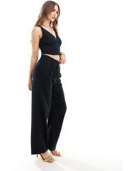 Abercrombie & Fitch - Sloane - pantaloni misto lino neri a vita alta - Lyst