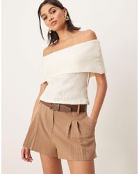 ASOS - Tailored High Waist Shorts With Faux Leather Belt - Lyst