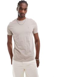AllSaints - Camiseta Beis De Algodón Cepillado Brace De -Beis Neutro - Lyst