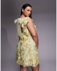 ASOS - Curve Embellished 3d Floral Lace Mini Dress With Drop Pearls - Lyst