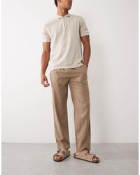 Threadbare - Pantalon droit à enfiler aspect lin - taupe - Lyst