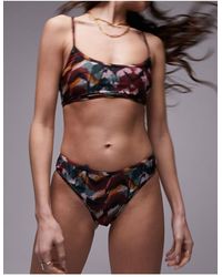 TOPSHOP - Mix and match - top bikini a canottiera skinny con scollo rotondo e stampa sfocata di conchiglie - Lyst