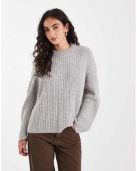 ASOS - Banana Sleeve Ribbed Crew Neck Jumper - Lyst