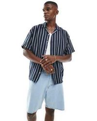 Jack & Jones - Chemise rayée texturée à manches courtes et col à revers - Lyst