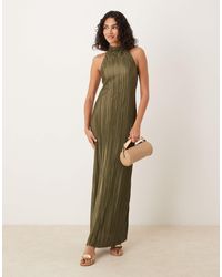 ASOS - Plisse Halter Tie Maxi Dress - Lyst