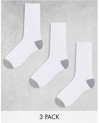 ASOS - Confezione da 3 paia di calzini sportivi bianchi con tallone e punta grigi - Lyst