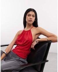Weekday - Ruched Halter Neck Top With Open Back - Lyst