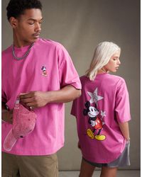 ASOS - Camiseta rosa lavado unisex extragrande con estampado - Lyst
