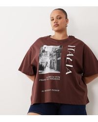 ASOS - Asos Design Curve Oversized T-shirt With Italia Graphic - Lyst