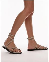 TOPSHOP - Kai Leather Sandals With Toe Loop - Lyst