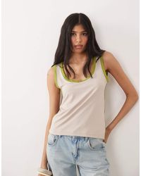 ASOS - Scoop Neck With Contrast Olive Binding Tank Top - Lyst