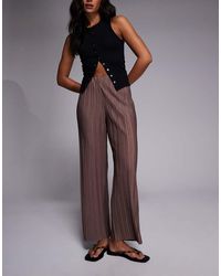 River Island - Plissé Wide Leg Pants - Lyst