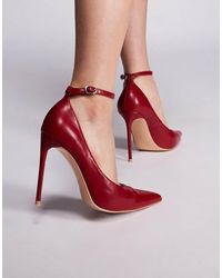 Public Desire - Zapatos Rojos De Tacón Alto Con Diseño Atado A La Pierna Chantilly De - Lyst