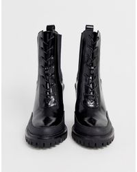 ASOS Ellen Chunky Lace Up Boots In Black