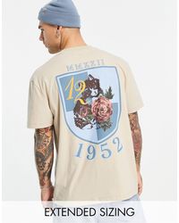 ASOS - T-shirt beige comoda con stampa di rose sul retro - Lyst