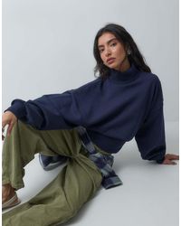 ASOS - Funnel Neck Cinched Waist Brushback Sweatshirt - Lyst