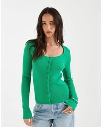ASOS - Cotton Blend Wide Scoop Cardigan - Lyst