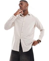 JJ Rebel - Chemise manches longues en lin mélangé - beige - Lyst