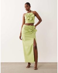 ASOS - Linen Maxi Skirt With 3d Flower - Lyst