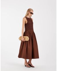 ASOS - Macrame Dropped Waist Maxi Dress With Poplin Skirt - Lyst