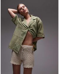 TOPSHOP - Gebreide Doorgestikte Shorts - Lyst