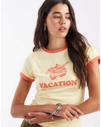 ASOS - Disney Ringer Baby Tee With Mickey Mouse Puff Print - Lyst