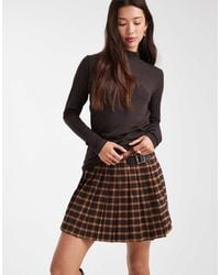 ONLY - Pleated Mini Skirt With Belt Detail - Lyst