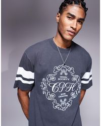 ASOS - Heavyweight Boxy Relaxed T-shirt With Text Graphic And Sleeve Detail - Lyst