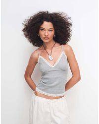 ASOS - Contrast Lace Detail V Neck Cami - Lyst