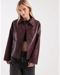 ASOS - Asos Design Petite Leather Look Harrington Jacket - Lyst