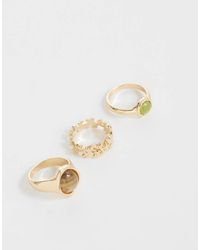 ASOS - Multi-Pack Of Rings With And Burgundy Stone-Sets - Lyst