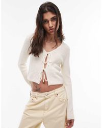 & Other Stories - Cárdigan Blanco Hueso Con Lazada Delantera De Punto Texturizado De - Lyst