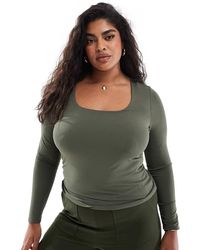 ONLY - 2 Way Long Sleeve Square Neck Top - Lyst