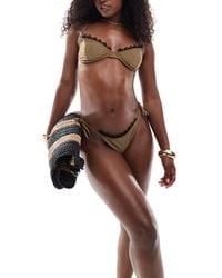 Miss Selfridge - Lace Trim Cupped Bikini Top - Lyst