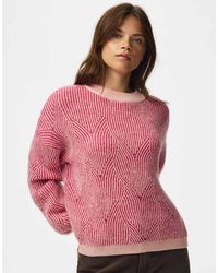 Pieces - Jenna Maglione Lavorato A Maglia A Costine Con Girocollo E Spalle Scese Viola - Lyst