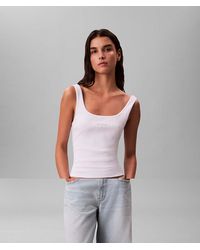 Calvin Klein - Monogram Logo Rib Tank Top - Lyst