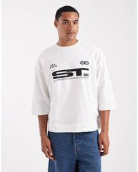 ASOS - T-shirt oversize coupe carrée en tissu ultra épais avec manches mi-longues et imprimé sport - Lyst