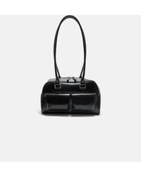 Stradivarius - Borsa Da Spalla Nera Con Tasche E Manici Lunghi - Lyst