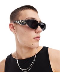 ASOS - Chunky Angled Rectangle Sunglasses With Y2k Grunge Detail - Lyst